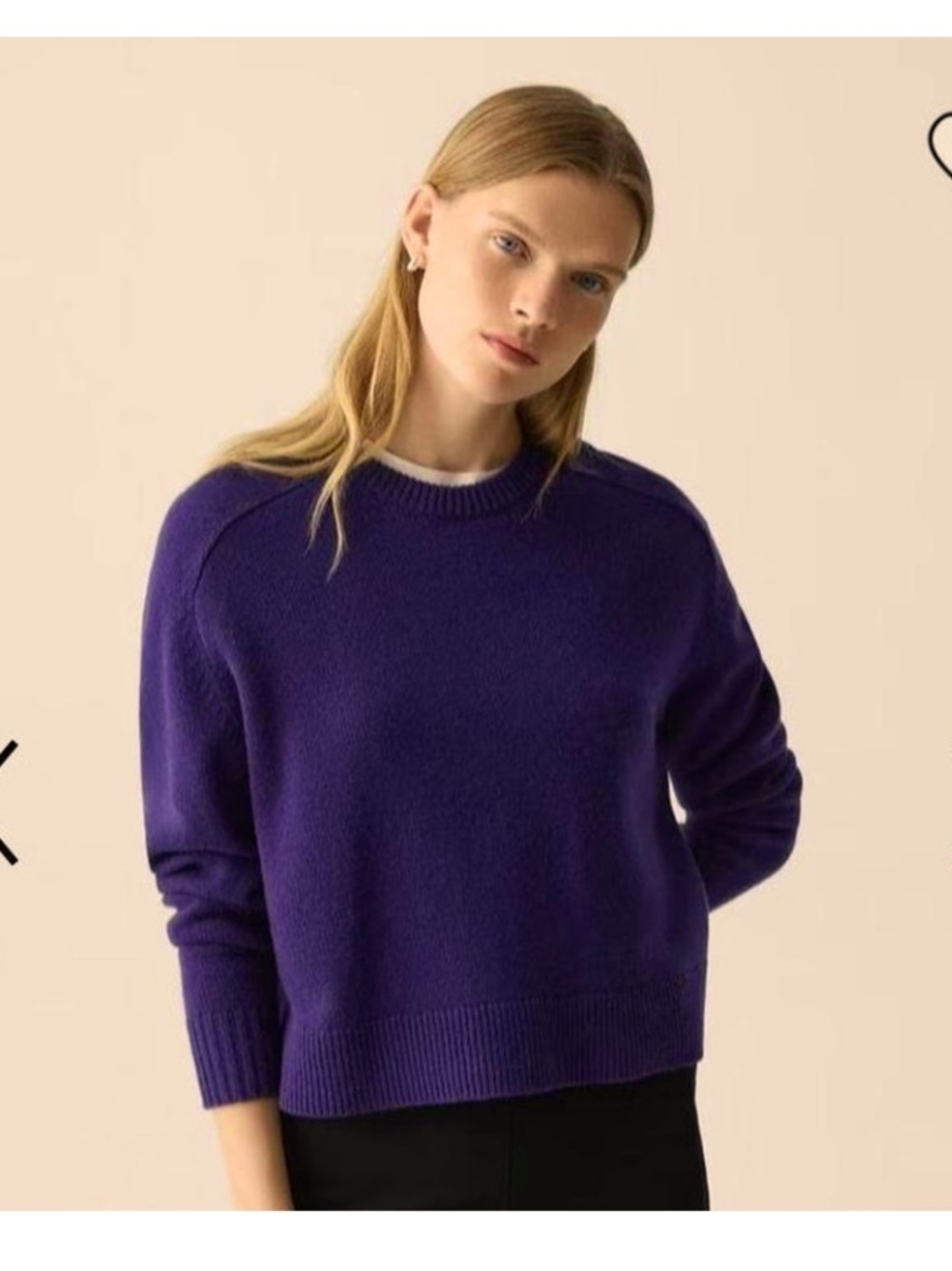 Rare Cashmere Crop Theory Crew Neck Purple Sweater Summer Knit Classy $365